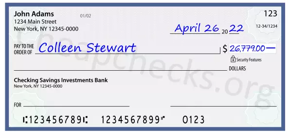 26779.00 dollars written on a check