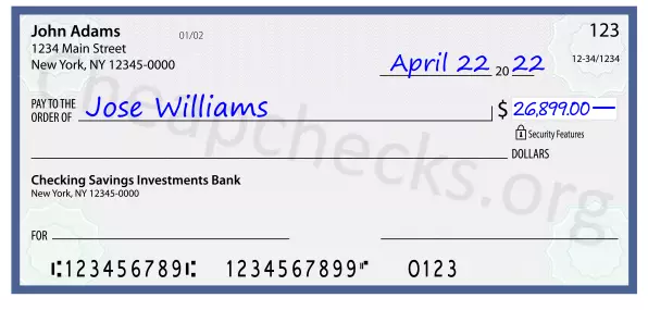 26899.00 dollars written on a check