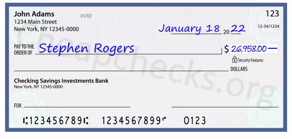 26958.00 dollars written on a check