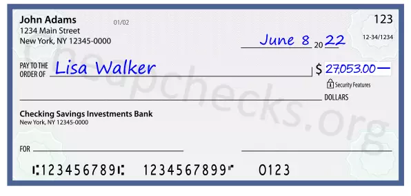 27053.00 dollars written on a check