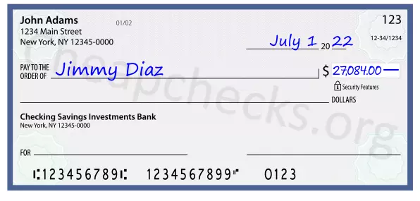 27084.00 dollars written on a check