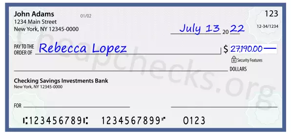 27190.00 dollars written on a check