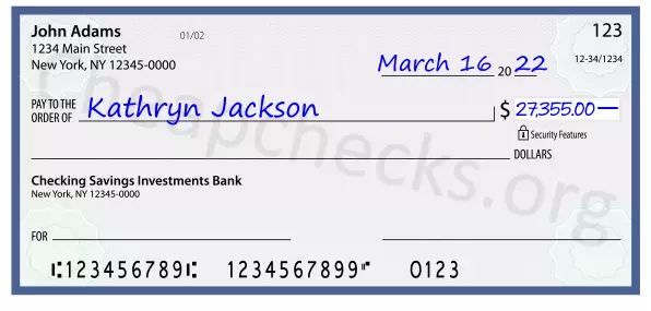 27355.00 dollars written on a check