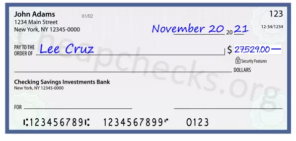 27529.00 dollars written on a check