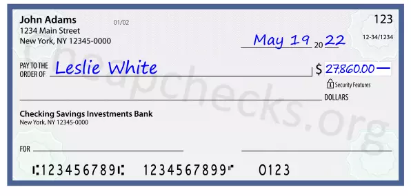 27860.00 dollars written on a check