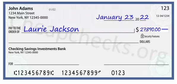 27890.00 dollars written on a check