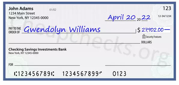 27902.00 dollars written on a check