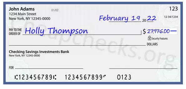 27976.00 dollars written on a check