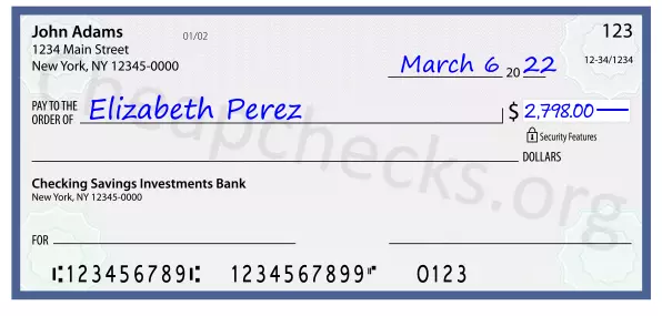 2798.00 dollars written on a check