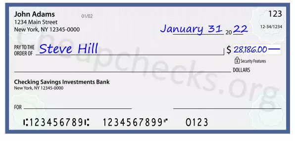 28186.00 dollars written on a check