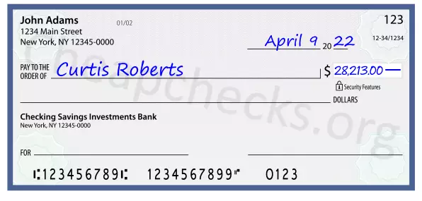 28213.00 dollars written on a check