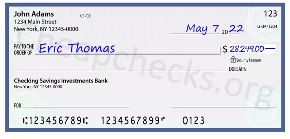 28249.00 dollars written on a check