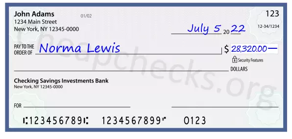 28320.00 dollars written on a check