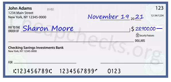 28900.00 dollars written on a check