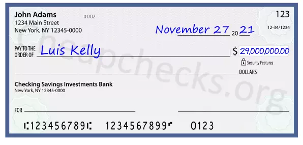 29000000.00 dollars written on a check