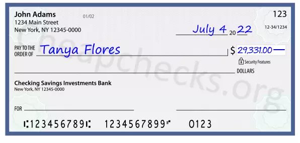 29331.00 dollars written on a check