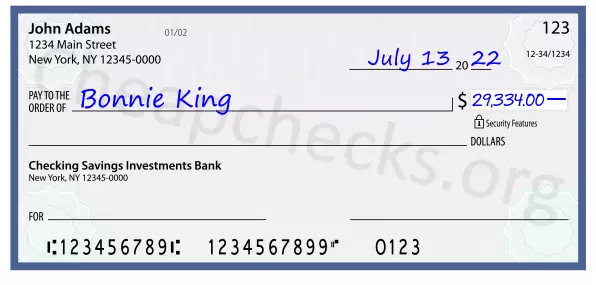 29334.00 dollars written on a check