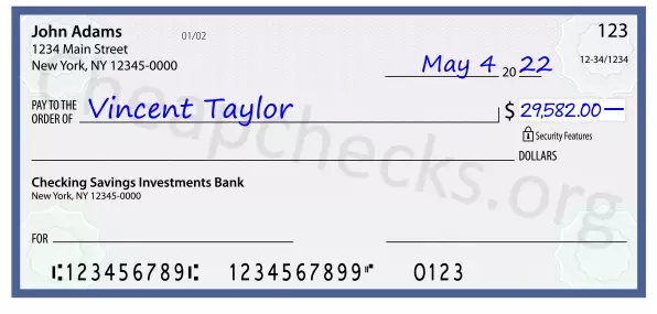 29582.00 dollars written on a check