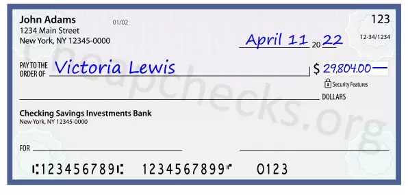 29804.00 dollars written on a check