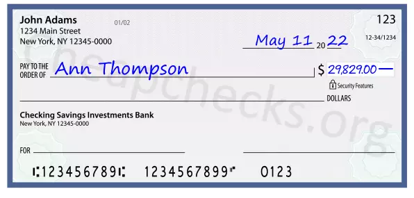 29829.00 dollars written on a check