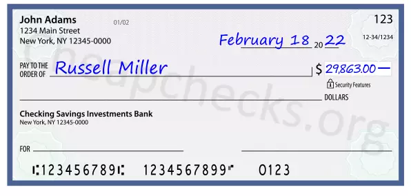 29863.00 dollars written on a check