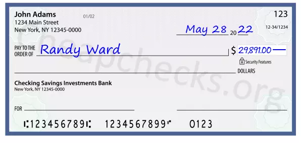 29891.00 dollars written on a check