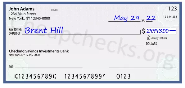 29943.00 dollars written on a check