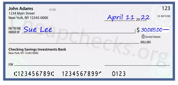 30085.00 dollars written on a check