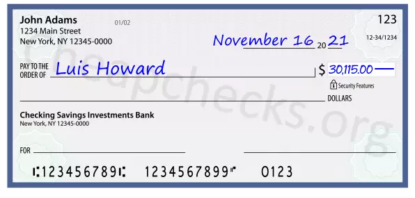 30115.00 dollars written on a check