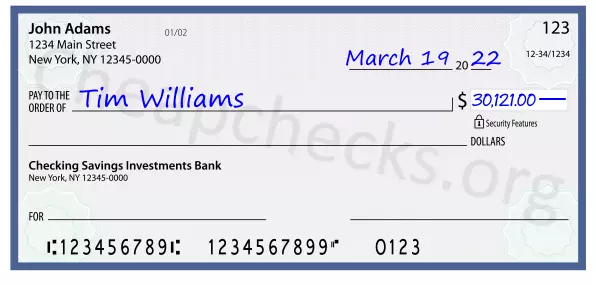 30121.00 dollars written on a check