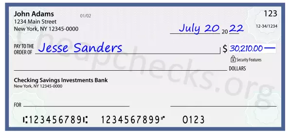 30210.00 dollars written on a check