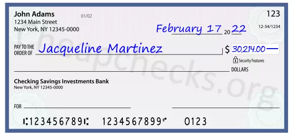 30214.00 dollars written on a check