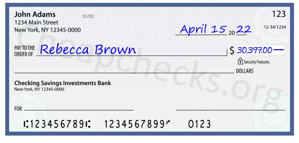 30397.00 dollars written on a check