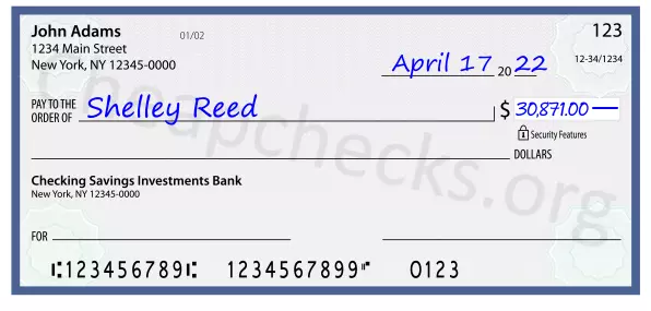 30871.00 dollars written on a check