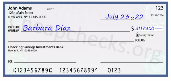 31173.00 dollars written on a check