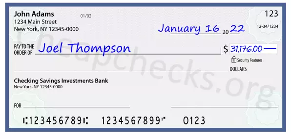 31176.00 dollars written on a check