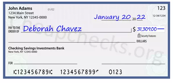 31309.00 dollars written on a check