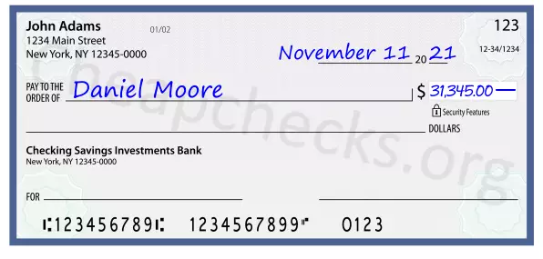 31345.00 dollars written on a check