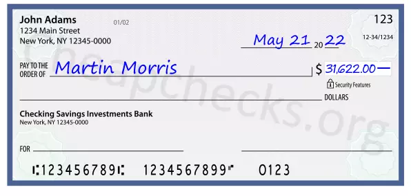 31622.00 dollars written on a check