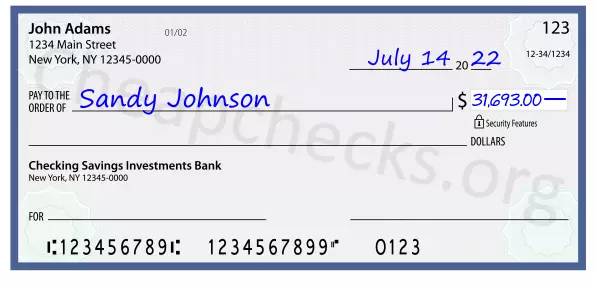 31693.00 dollars written on a check