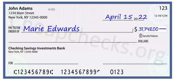 31748.00 dollars written on a check