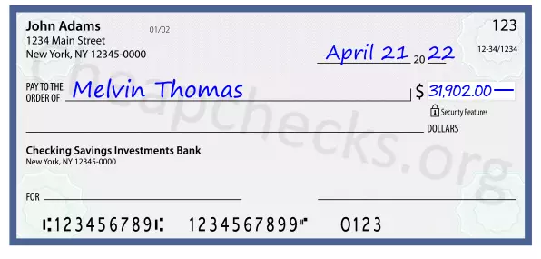 31902.00 dollars written on a check