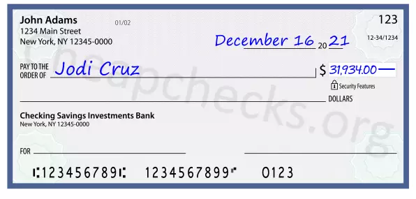 31934.00 dollars written on a check