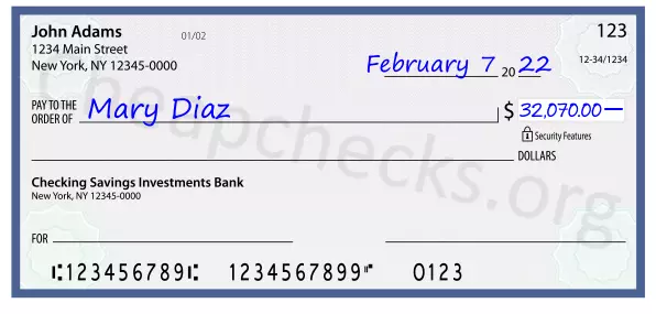 32070.00 dollars written on a check