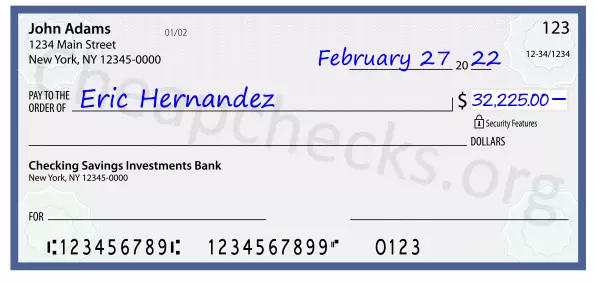 32225.00 dollars written on a check