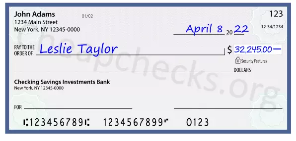 32245.00 dollars written on a check