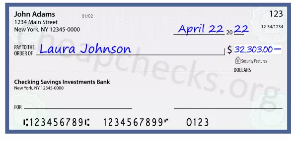 32303.00 dollars written on a check