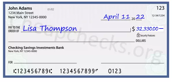 32330.00 dollars written on a check