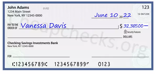 32385.00 dollars written on a check