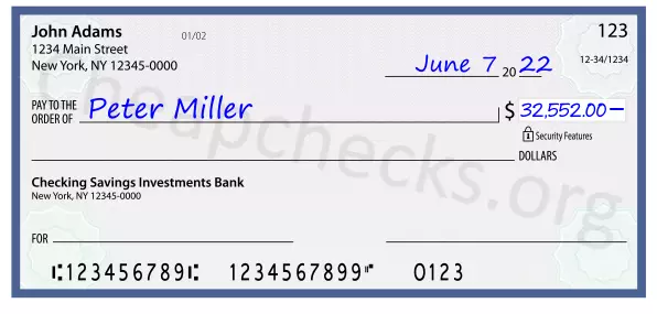 32552.00 dollars written on a check